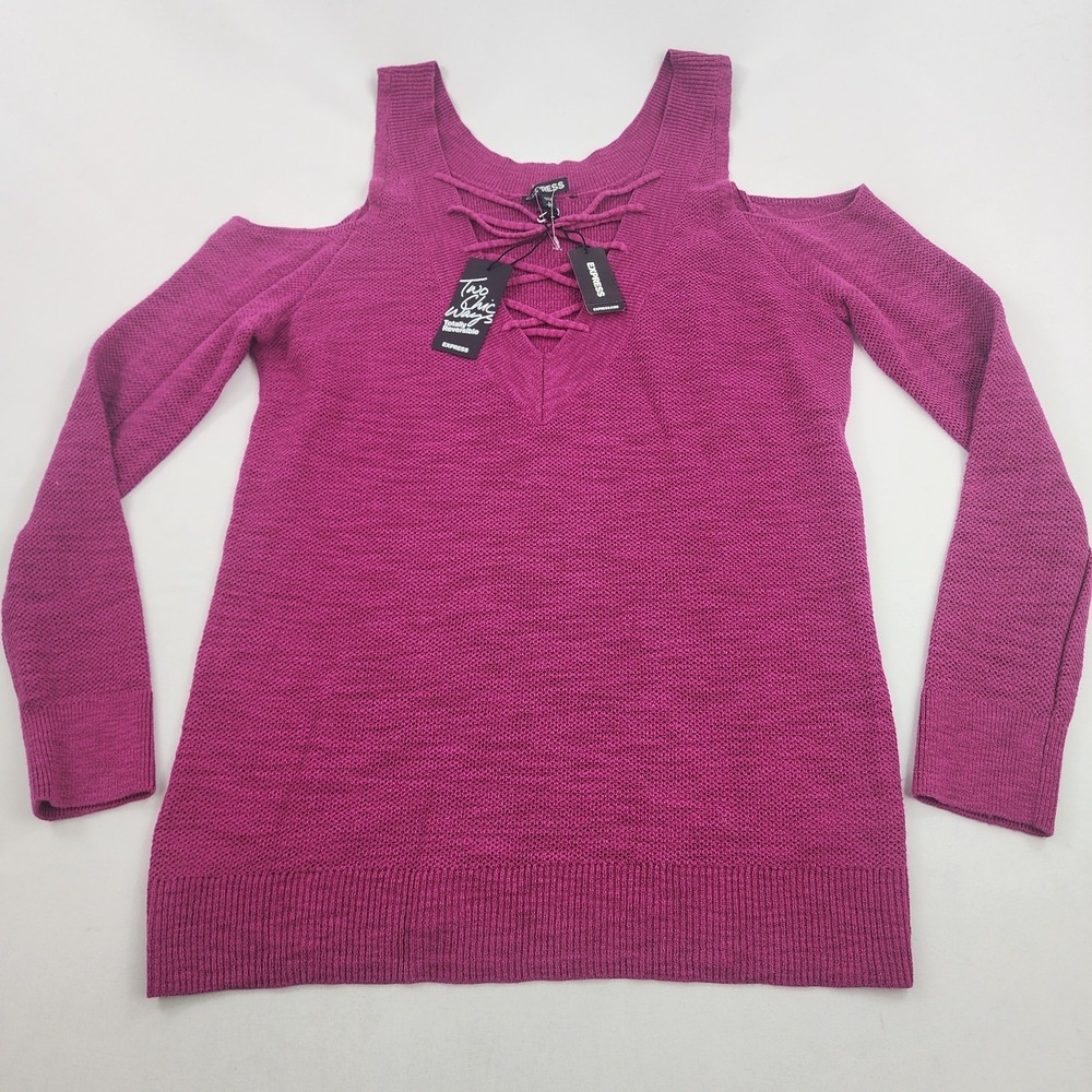 Express light sweater womens S Small 12293162 burgundy reversible $59 ladies